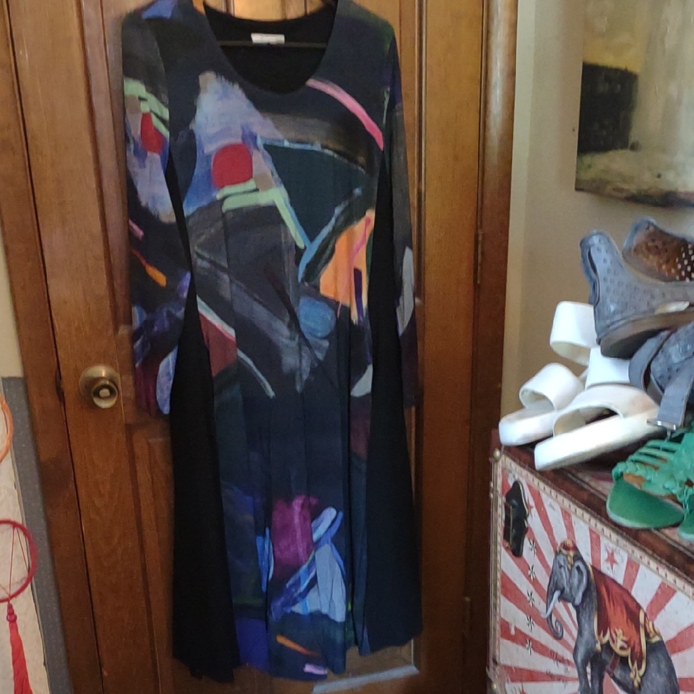 Multicolor Abstract Lagenlook Maxi Dress